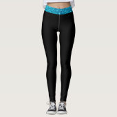 Aangepast blauw glitter Stripe Black Leggings (Voorkant)