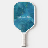 Aangepast blauw goudmarmerpatroon pickleball paddle (Achterkant)