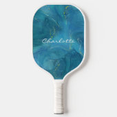 Aangepast blauw goudmarmerpatroon pickleball paddle (Voorkant)