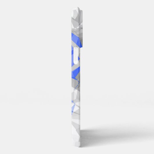 Aangepast Blauw Grijs Wit Modern Polygon Patroon iPhone Hoesje (Rechterkant)