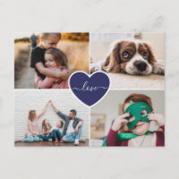 Aangepast blauw hart-liefdesfamilie Foto-collage