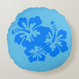 Aangepast blauw Hibiscus Rond Kussen