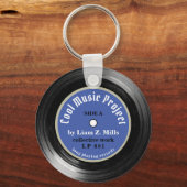 aangepast blauw LP vinylrecord met naam Sleutelhan Sleutelhanger (Voorkant)