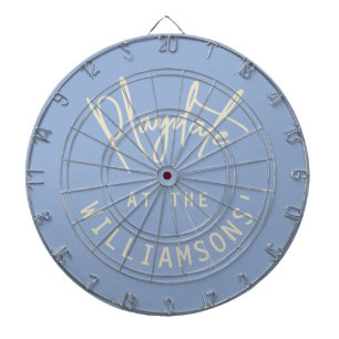 Aangepast blauw minimalistisch beige crème afspraa dartbord