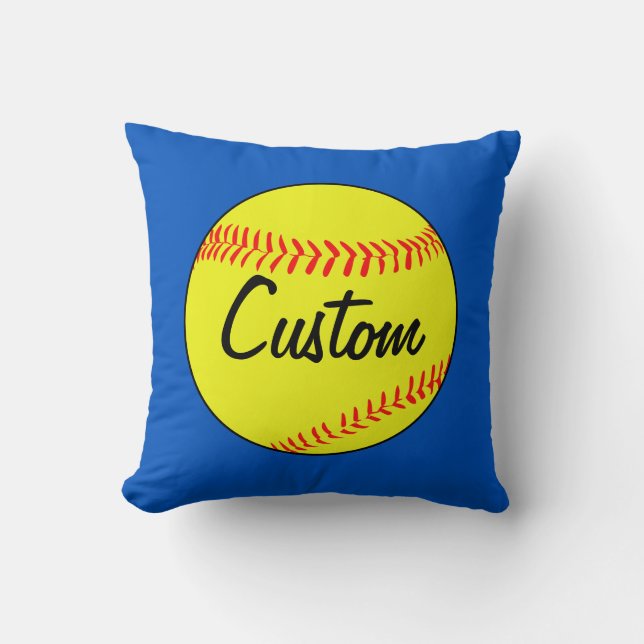 Aangepast blauw Softball-Sierkussen Kussen (Voorkant)