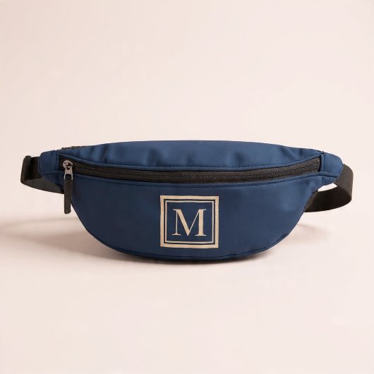 Aangepast blauw & vanille omlijst monogram heuptasje