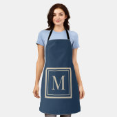 Aangepast blauw & vanille omlijst monogram schort (Gedragen)