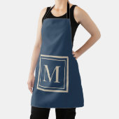 Aangepast blauw & vanille omlijst monogram schort (Insitu)