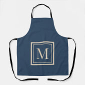 Aangepast blauw & vanille omlijst monogram schort (Voorkant)