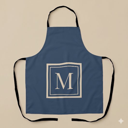 Aangepast blauw & vanille omlijst monogram schort