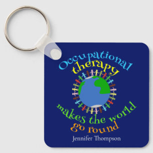 Aangepast blauw voor beroepsethandelaartherapist sleutelhanger