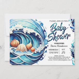 Aangepast blauw water Baby shower Kaart