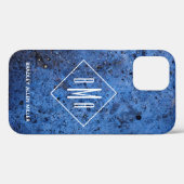 Aangepast blauw wit monogram op maat Case-Mate iPhone case (Achterkant (horizontaal))