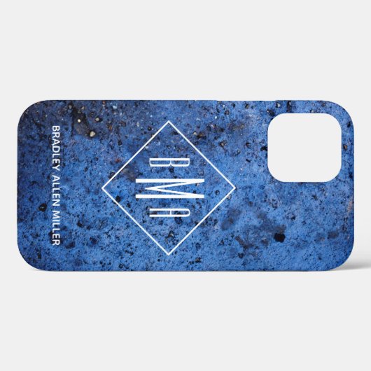 Aangepast blauw wit monogram op maat Case-Mate iPhone case (Achterkant (horizontaal))