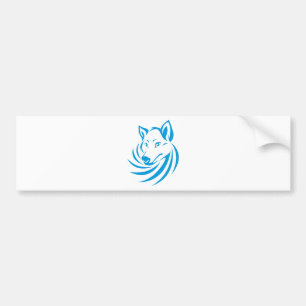 Aangepast blauw Wolf Logo Bumpersticker