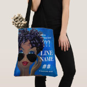 Aangepast blauw zwart formaat tote bag (Dichtbij)