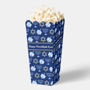 Aangepast Blauwe Hanukkah-patroon Popcorn-feest Bedankdoosjes