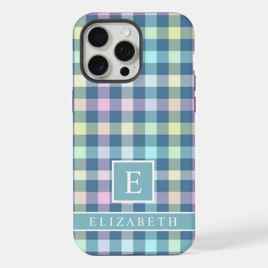 Aangepast Blauwgroen Blauw Geel Roze Geruit Patroo iPhone Hoesje (Achterkant)