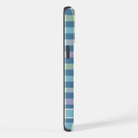 Aangepast Blauwgroen Blauw Geel Roze Geruit Patroo iPhone Hoesje (Rechterkant)