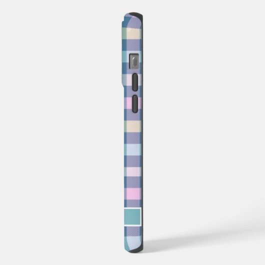 Aangepast Blauwgroen Blauw Geel Roze Geruit Patroo iPhone Hoesje (Linkerkant)