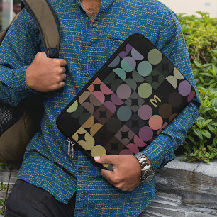 Aangepast Blauwgroen blauw groen, zwart Retropatro Laptop Sleeve