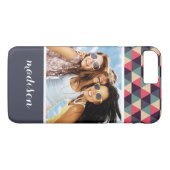 Aangepast Blauwgroen foto- en naampatroon en roze Case-Mate iPhone Case (Achterkant (Horizontaal))