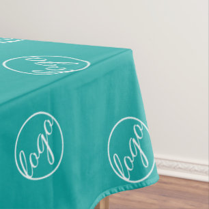 Aangepast Blauwgroen Restaurant Show Logo Business Tafelkleed