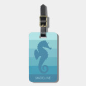 Aangepast Blauwgroen Turkoois Blauw Groen Streepje Bagagelabel (Voorkant verticaal)