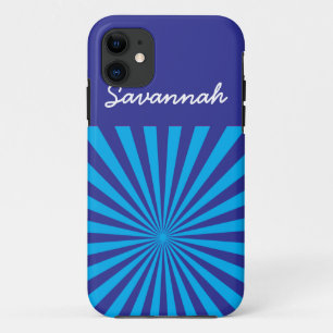Aangepast Blauwgroen Turquoise Blue Star Burst Hoe iPhone 11 Hoesje