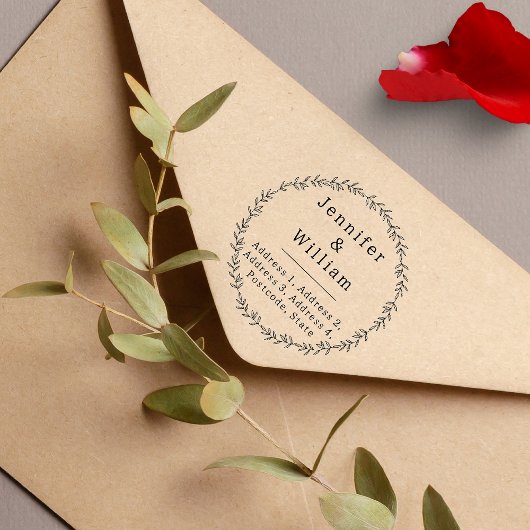 Aangepast bloemenkrans retouradres rubberstempel