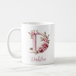 Aangepast bloemenmonogram D Koffiemok