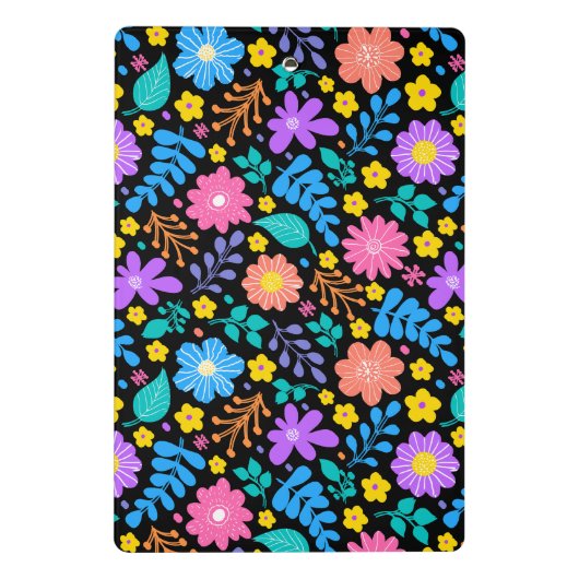 Aangepast bloemenpatroon | Modern kleurrijk monogr Mini Klembord (Achterkant)