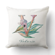 Aangepast bloemenv Letter Waterverfblad Monogram