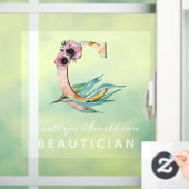 Aangepast bloemmotief C Letter Waterverf Blad Mono Raamsticker (Huis)