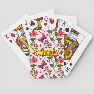 Aangepast bloemmotief met vlinder pokerkaarten