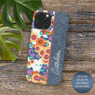 Aangepast bloempatroon op nep blauwe denim jeans iPhone 11 pro max hoesje