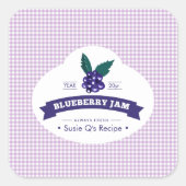 Aangepast ・ Blueberry Jam DIY Canning Vierkante Sticker (Voorkant)