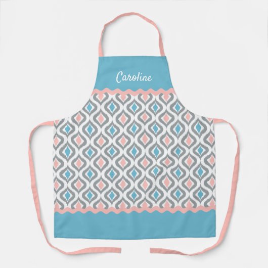 Aangepast Blush roze Turquoise Blue Ogee Pattern Schort (Voorkant)