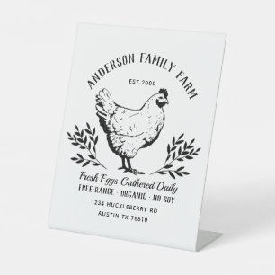 Aangepast Boerderij van de familie verse eieren Reclamebord Met Voetstuk