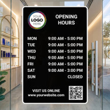 Aangepast bord openingstijden winkel - Logo + QR-c
