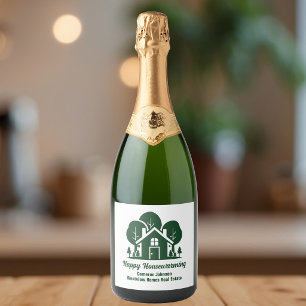 Aangepast bos vastgoedbedrijf marketing sparkling wijnetiket