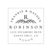 Aangepast botanisch monogram | Bruiloft retouradre Rubberstempel (Afrduk)