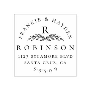 Aangepast botanisch monogram   Bruiloft retouradre Rubberstempel