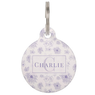 Aangepast botanisch monogram | Gepersonaliseerde h Huisdierpenning