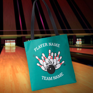 Aangepast bowlingteamlogo met spelers- en teamnaam draagtas