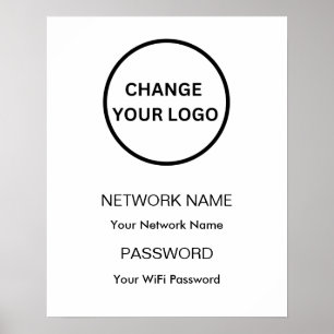 Aangepast Branded Wifi Netwerk en Wachtwoord Wit Poster