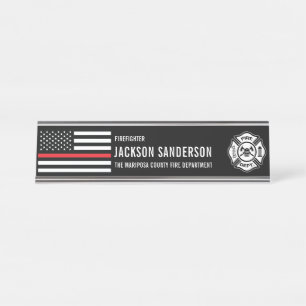 Aangepast brandweerlogo badge brandweerman bureau naambordje