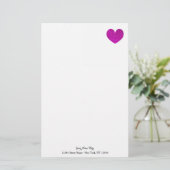 Aangepast briefpapier met roze glitter hart (Staand voorkant)