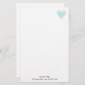 Aangepast briefpapier met turquoise hartpictogram (Voorkant / Achterkant)