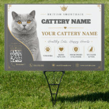 Aangepast Brits Korthaar Fokkerij QR Code Tuinbord